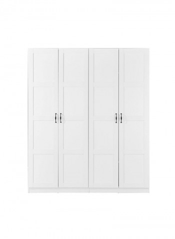 4 Door Zelda Wardrobe White 181.6x59x216cm