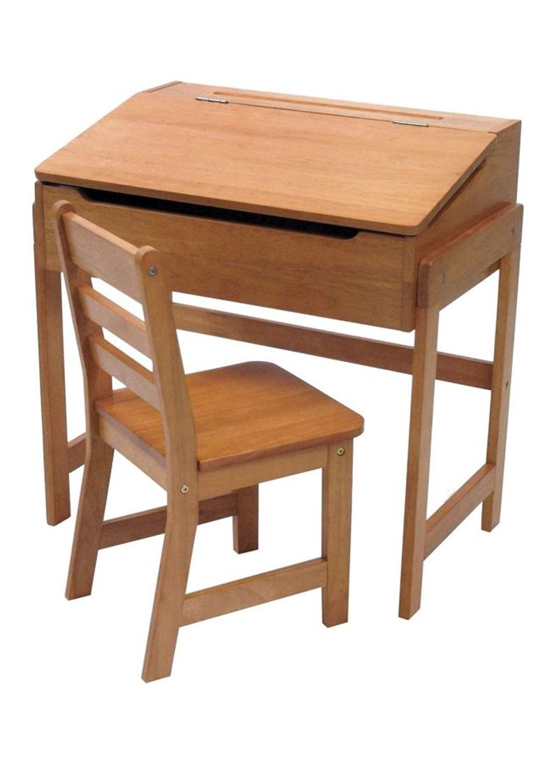 Slanted Desktop And Chair Set Brown