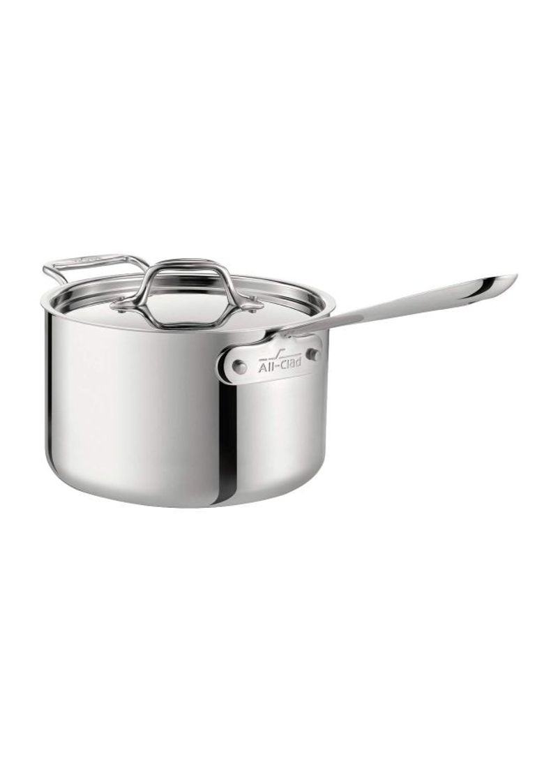 Stainless Steel Sauce Pan With Lid Silver 4Quart