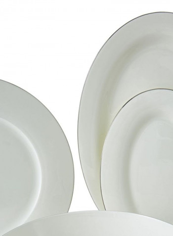 85-Piece Porcelain Dinner Set White/Silver