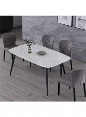 Nordic Marble Top Dining Table White/Black 180 x 90 x 75cm