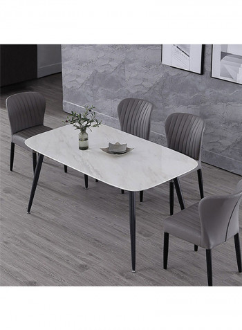 Nordic Marble Top Dining Table White/Black 180 x 90 x 75cm