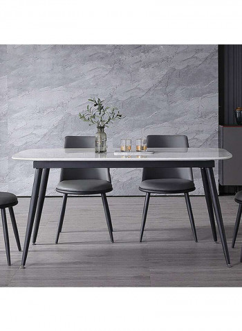 Nordic Marble Top Dining Table White/Black 180 x 90 x 75cm