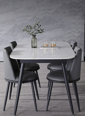 Nordic Marble Top Dining Table White/Black 180 x 90 x 75cm
