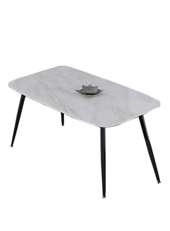 Nordic Marble Top Dining Table White/Black 180 x 90 x 75cm