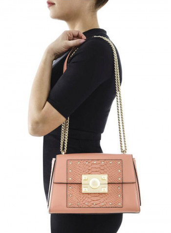 Mystic Leather Shoulder Bag Pesca/Gold