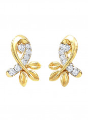 18K Gold Exquisite Design Ribbon Shape Diamond Stud Earring