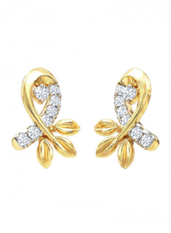 18K Gold Exquisite Design Ribbon Shape Diamond Stud Earring