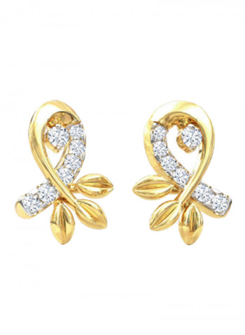 18K Gold Exquisite Design Ribbon Shape Diamond Stud Earring