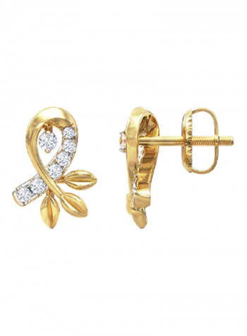 18K Gold Exquisite Design Ribbon Shape Diamond Stud Earring