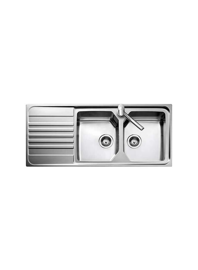 Premium 2B 1D Inset Stainless Steel Two Bowls And One Drainer Sink Silver 1160x500x200mmmm