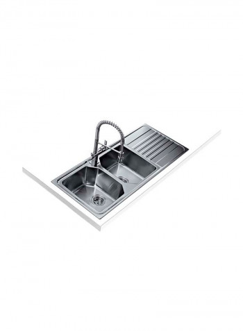 Premium 2B 1D Inset Stainless Steel Two Bowls And One Drainer Sink Silver 1160x500x200mmmm