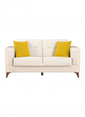 Santiago 2-Seater Textured Sofa Bed With Storage And Cushions Brown/Yellow 105x45x180centimeter