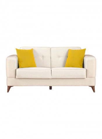 Santiago 2-Seater Textured Sofa Bed With Storage And Cushions Brown/Yellow 105x45x180centimeter