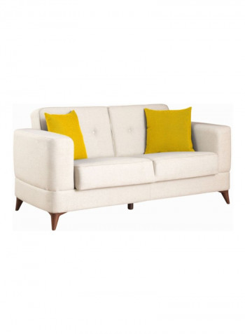 Santiago 2-Seater Textured Sofa Bed With Storage And Cushions Brown/Yellow 105x45x180centimeter