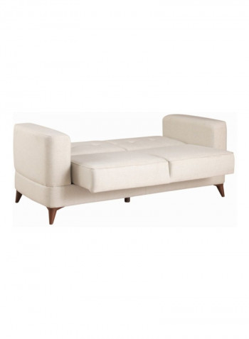 Santiago 2-Seater Textured Sofa Bed With Storage And Cushions Brown/Yellow 105x45x180centimeter