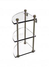 Mambo Collection 3-Tier Corner Glass Shelf Gold/Clear