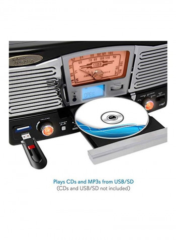 Classic Style Turntable Built In Speakers PTCD8UB Black
