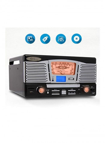 Classic Style Turntable Built In Speakers PTCD8UB Black