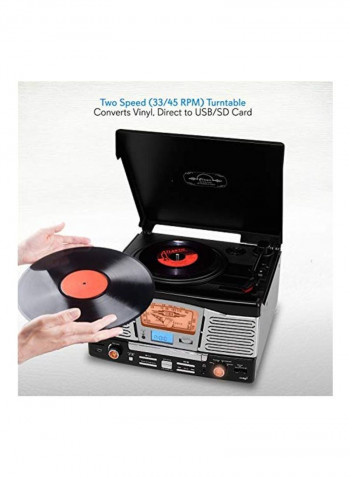 Classic Style Turntable Built In Speakers PTCD8UB Black