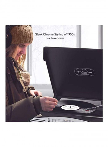 Classic Style Turntable Built In Speakers PTCD8UB Black
