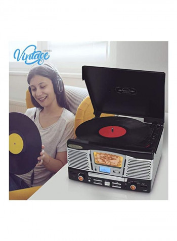 Classic Style Turntable Built In Speakers PTCD8UB Black