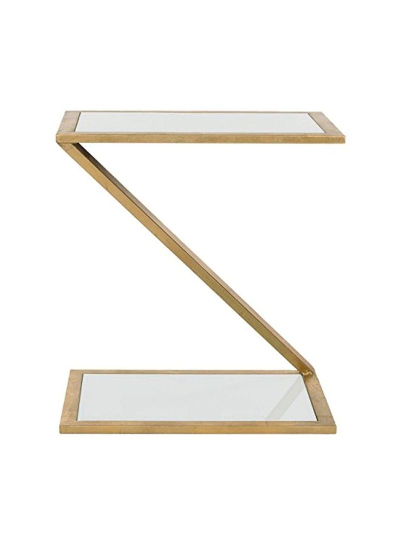 Accent End Table Gold/White