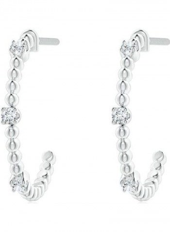 18 Karat White Gold Beaded Diamond Earrings