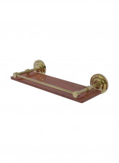 Que New Collection Wooden Shelf With Gallery Rail Brown/Gold 16inch