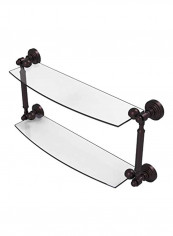 Two Tiered Glass Shelf Clear/Black 18x5inch