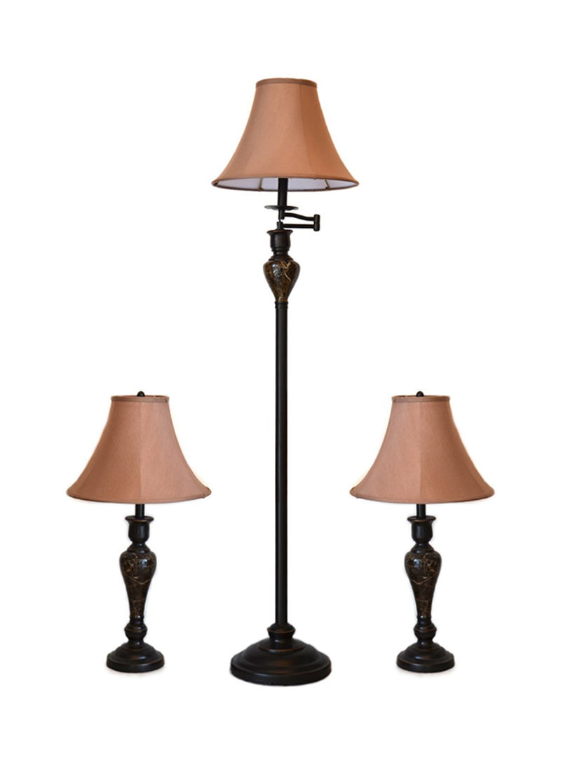 3-Piece Lamp Set Black/Beige