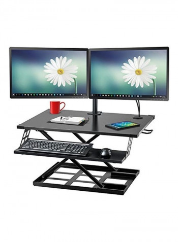 Height Adjustable Desk Stand With Keyboard Tray Black