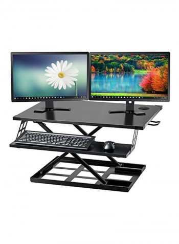 Height Adjustable Desk Stand With Keyboard Tray Black