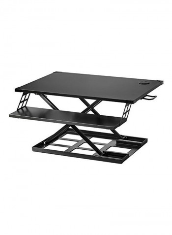 Height Adjustable Desk Stand With Keyboard Tray Black