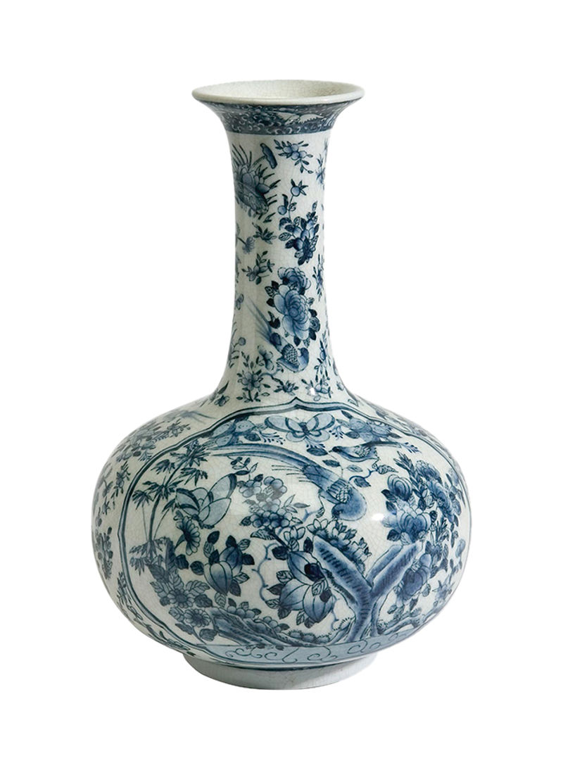 Porcelain Vase White/Blue 20.32 x 35.56centimeter