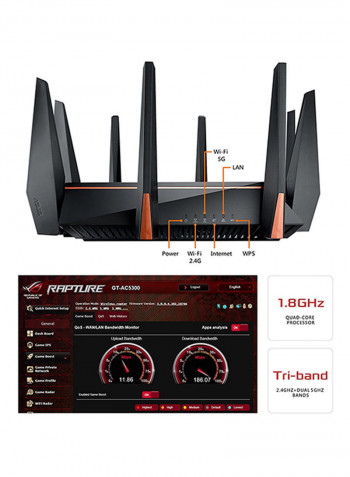 GT-AC5300 Tri-Band Wi-Fi Gaming Router For VR And 4K Streaming Black/Red