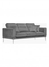 3-Piece Newberry 3-Seater Sofa And Cushion Set Grey 208x86x88cm