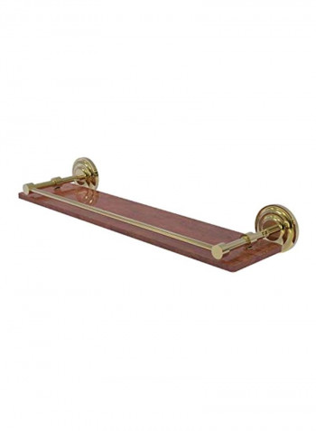 Que New Collection Wooden Shelf With Gallery Rail Brown/Unlacquered Brass 22inch