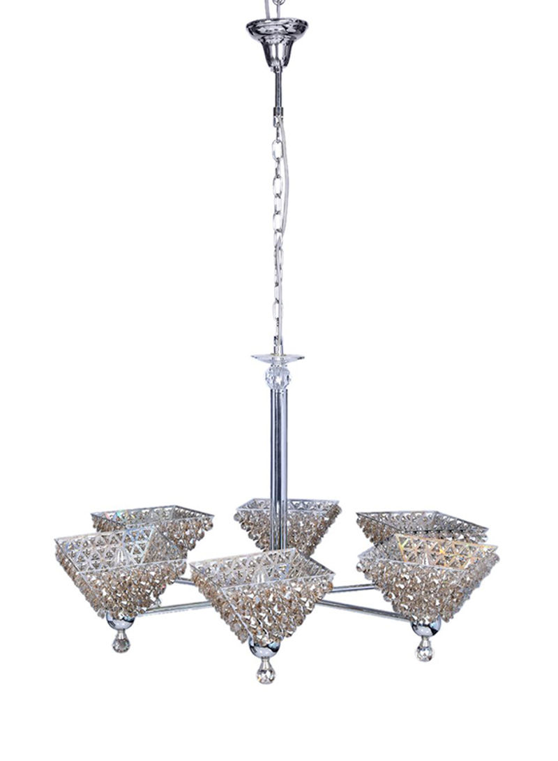 Six Inverted Pyramid Chandelier Silver 820x520millimeter