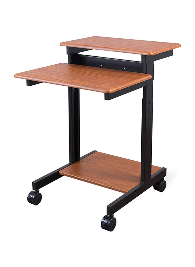 Ergonomic Standing Desk With Shelves Black/Teak Top