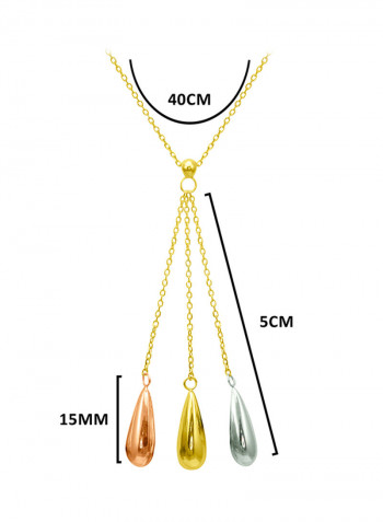 18 Karat Solid 3 Tone Gold Drop With 7 mm Drop Pearls Pendant Necklace