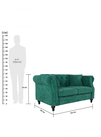 2 Seater David Fabric Sofa Green 140x80x75cm