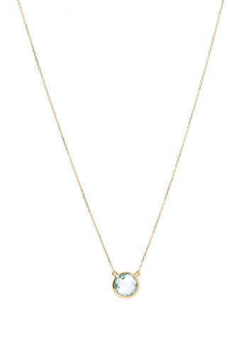 18 Karat Gold Blue Topaz Single Stone Necklace