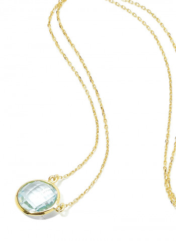 18 Karat Gold Blue Topaz Single Stone Necklace