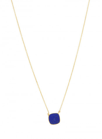 18 Karat Gold Lapis Lazuli Single Stone Necklace