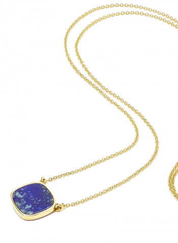18 Karat Gold Lapis Lazuli Single Stone Necklace