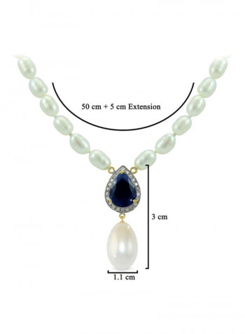 18 Karat Gold Royal Indian 0.12 Ct Diamond Sapphire And Pearl Necklace