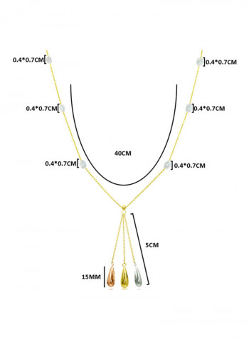 18 Karat Solid 3 Tone Gold Gradual Built In Pearl With Drop Necklace