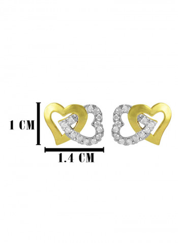 18K Solid Gold And 0.30Cts Diamonds Interlocking Hearts Earrings