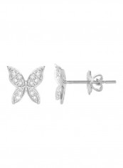 18K White Gold Butterfly Diamond Earrings